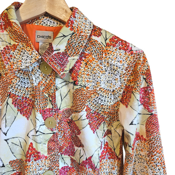 Chico's Floral Sequin Embellished Jacket Multicolor Women's Size 1 (Medium/8) - Picture 3 of 10